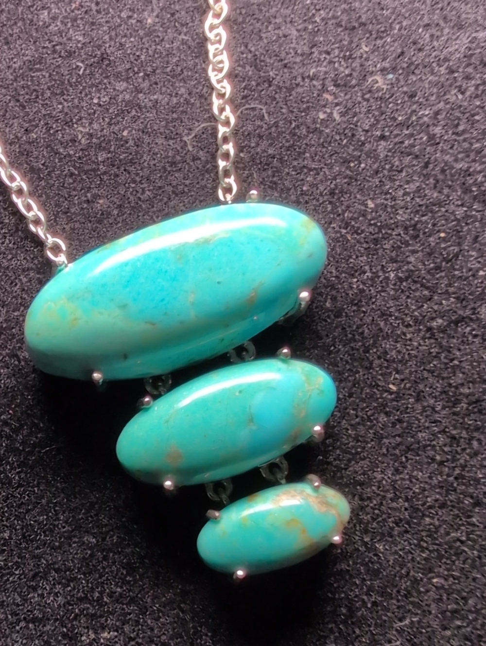 Turquoise Pendant Necklace White Gold Plated 925 Sterling Silver 10g
